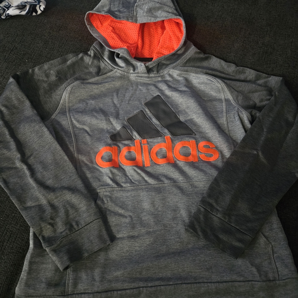 adidas Gray and Orange Kids Hoodie